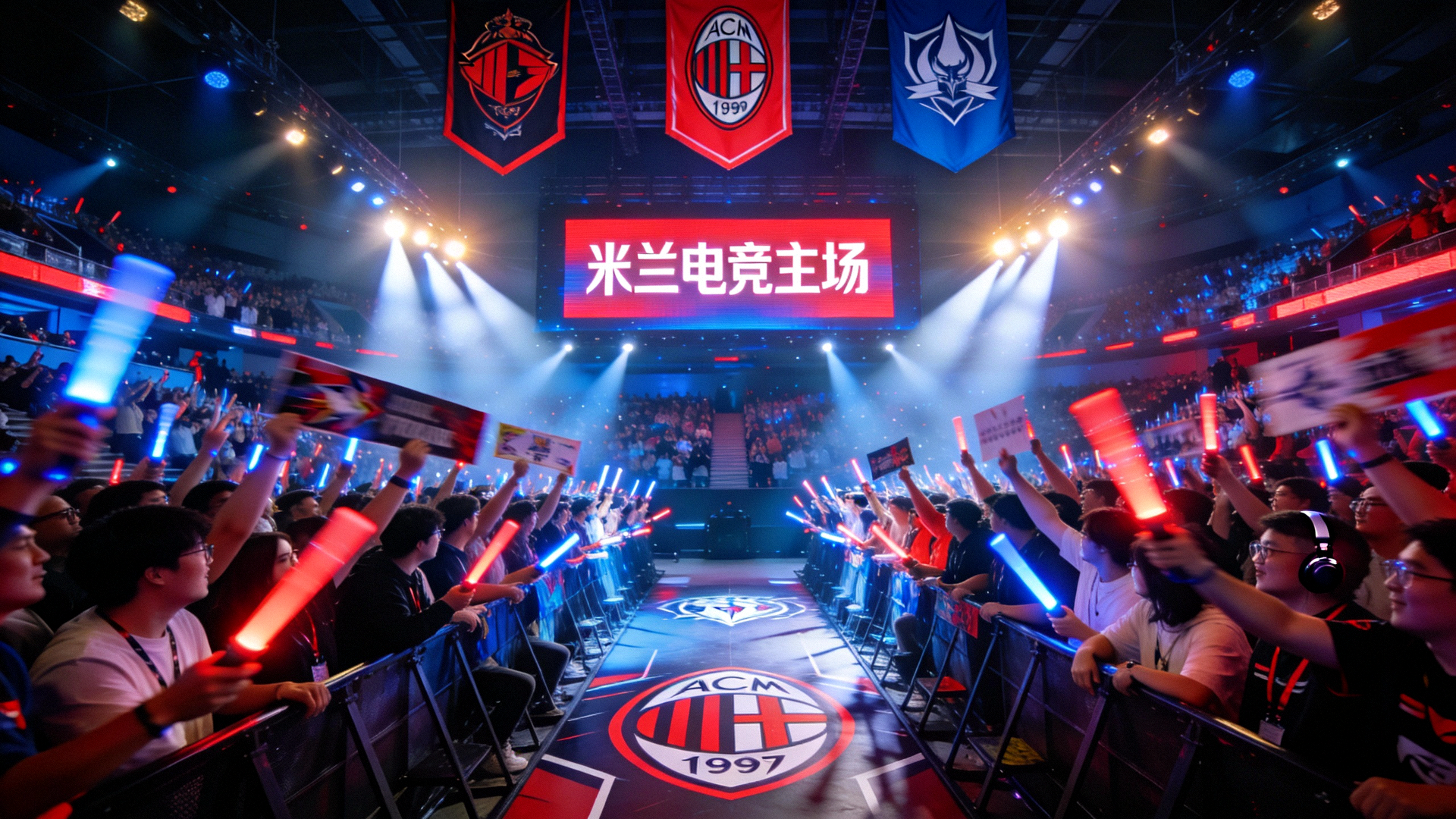 米兰电竞主场馆内座无虚席，观众热情欢呼的宏大场面